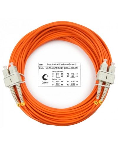 Шнур оптический duplex SC-SC 62,5/125 mm 10м LSZH Cabeus FOP-62-SC-SC-10m в Балашихе Патч-корды оптические Pintop.ru