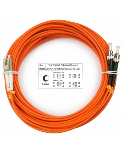 Шнур оптический duplex LC-ST 62,5/125 mm 20м LSZH Cabeus FOP-62-LC-ST-20m в Балашихе Патч-корды оптические Pintop.ru