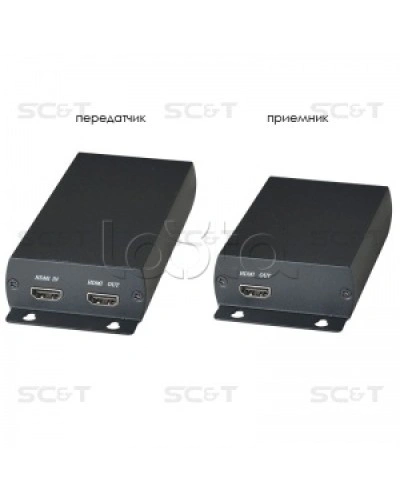 Комплект (передатчик + приёмник) для передачи HDMI по одному кабелю витой пары SC&T HE03 в Балашихе Видеоусилители, Модуляторы, Делители Pintop.ru